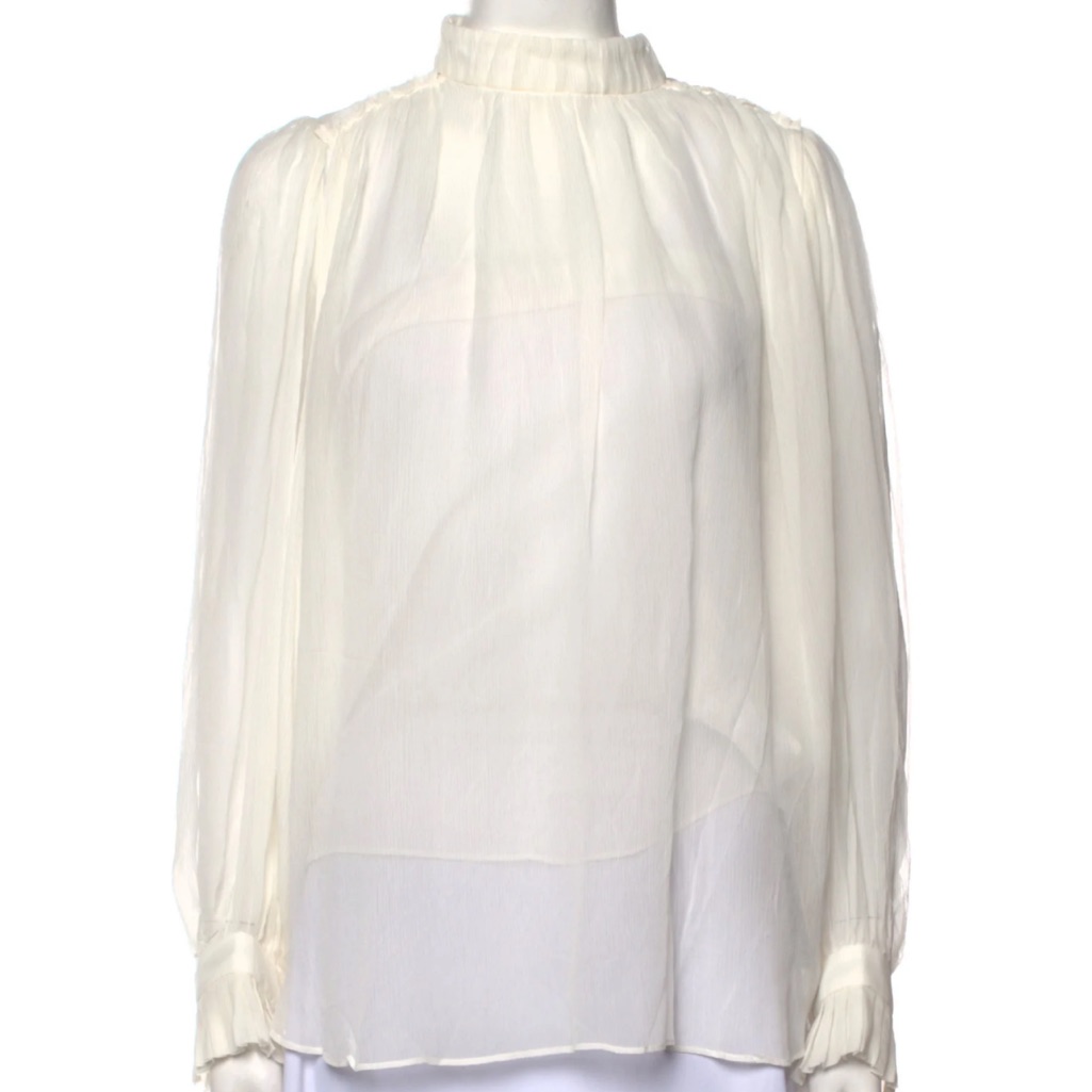 Manning Cartell Sheer Off-White Cream Women's Long Sleeve Collared Blouse